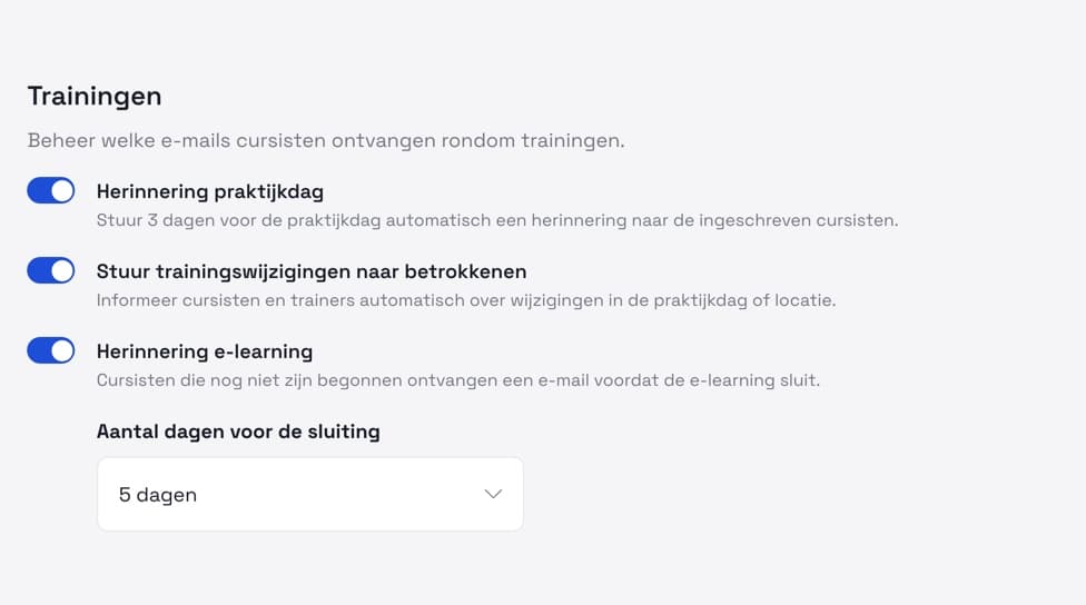 Herinnering e-learning bij je andere cursistmails