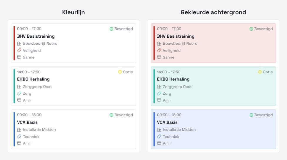 Trainingskaarten in kleur